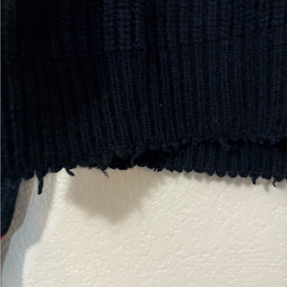 Zadig & Voltaire Zoe Wy, Navy turtleneck Sweater. Distressed edges. Wool/Yak. - Picture 15 of 16